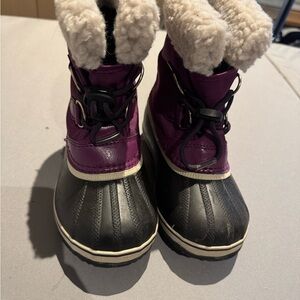 Sorel Kids Black and Purple Snow Boots